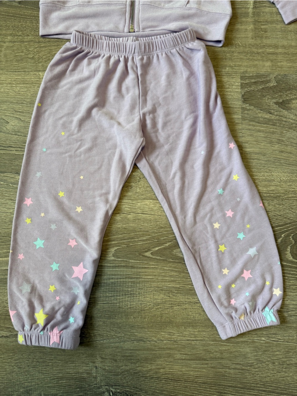 Chaser Lavender Star Print Kids Hoodie Jumpsuit with Pastel Stars - Picture 2 of 8